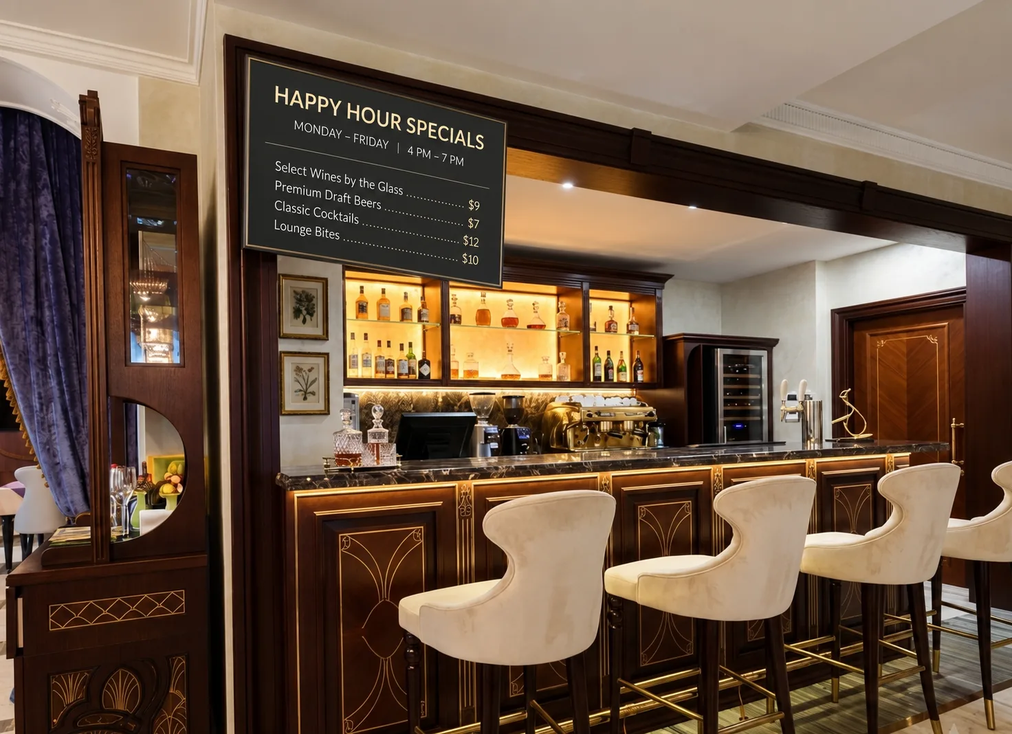 Lunia Sign in a bars & venues setting
