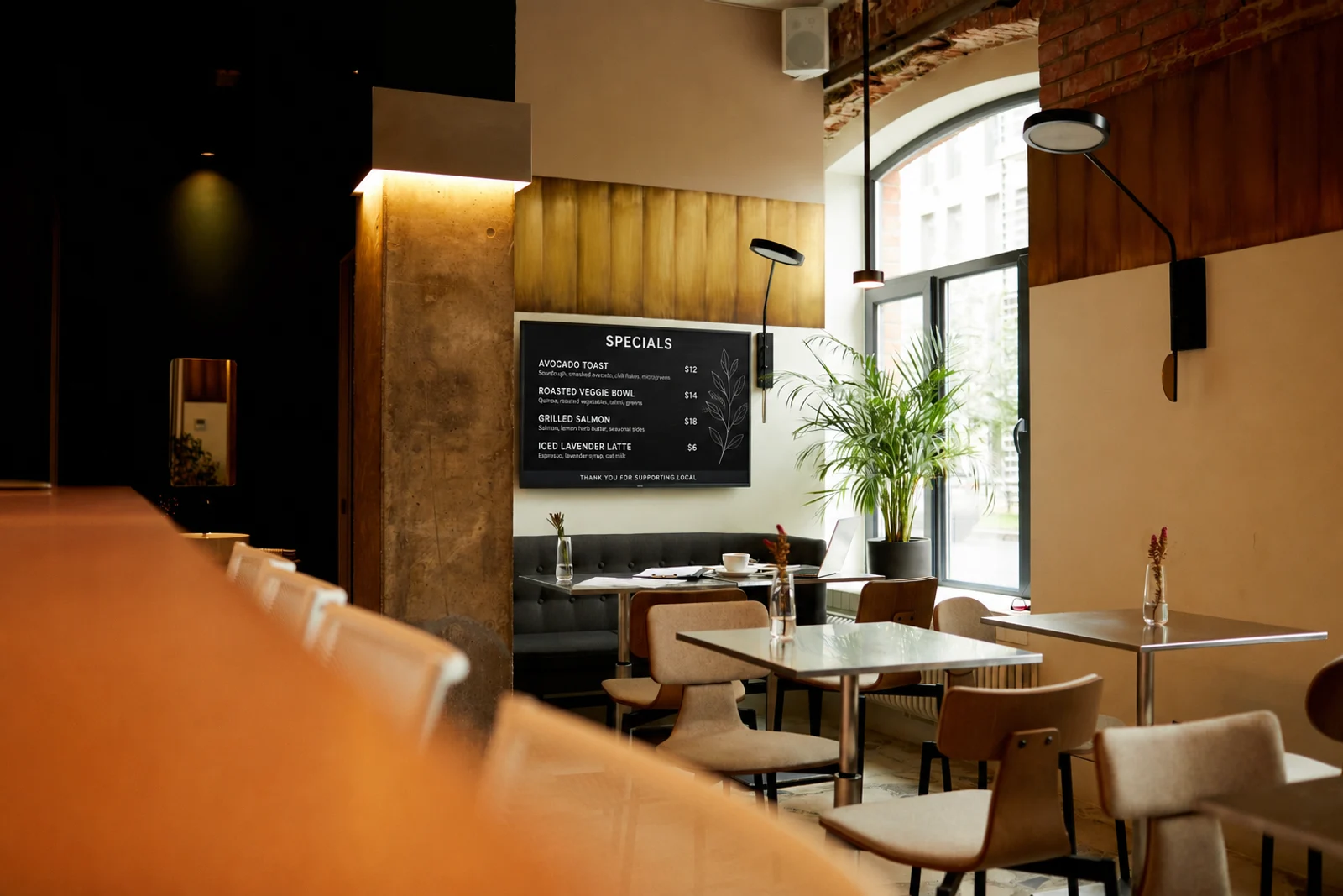 Lunia Sign in a restaurants setting